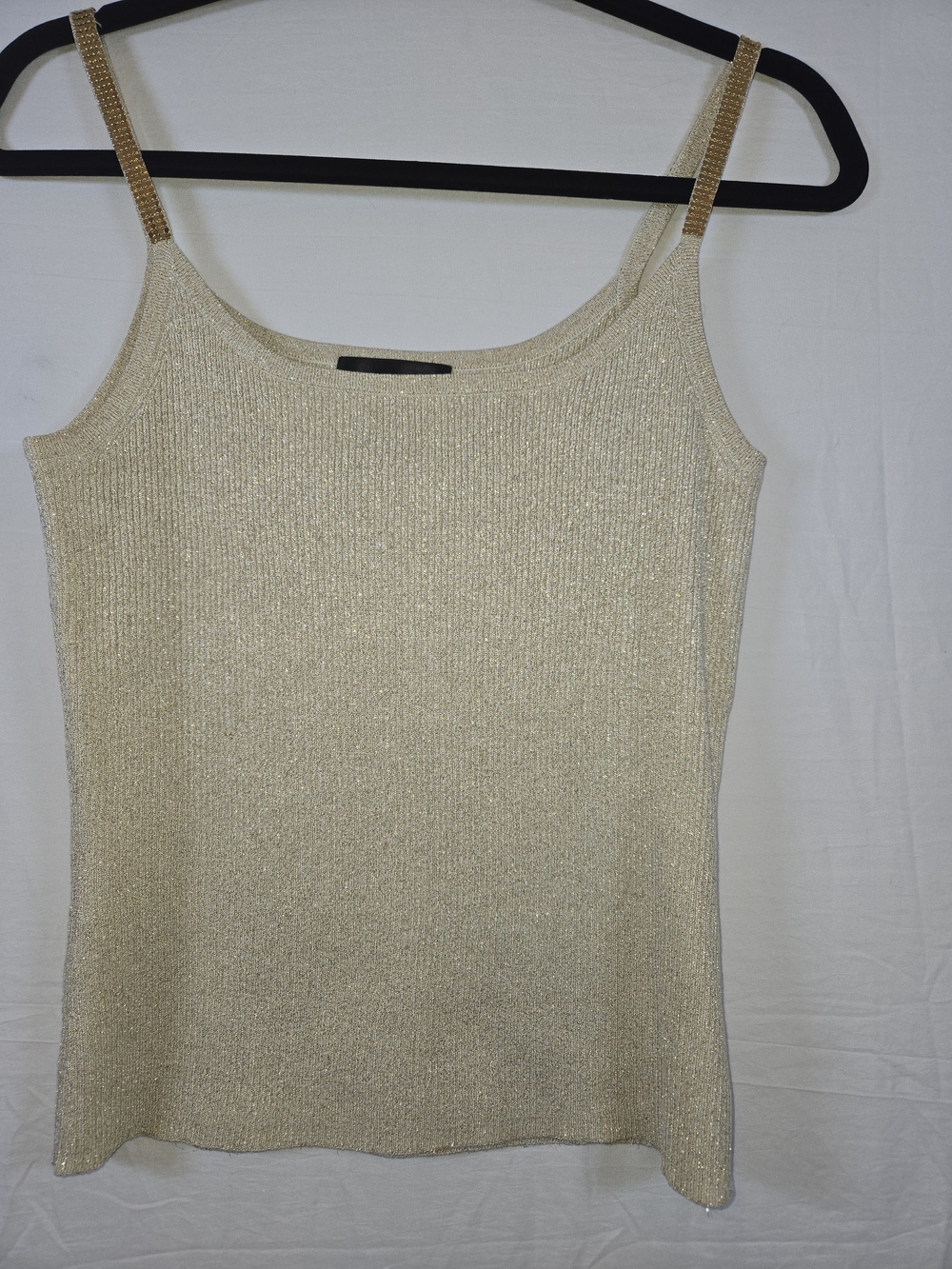 Shimmery Silk Blend Gold Beaded-Strap Camisole